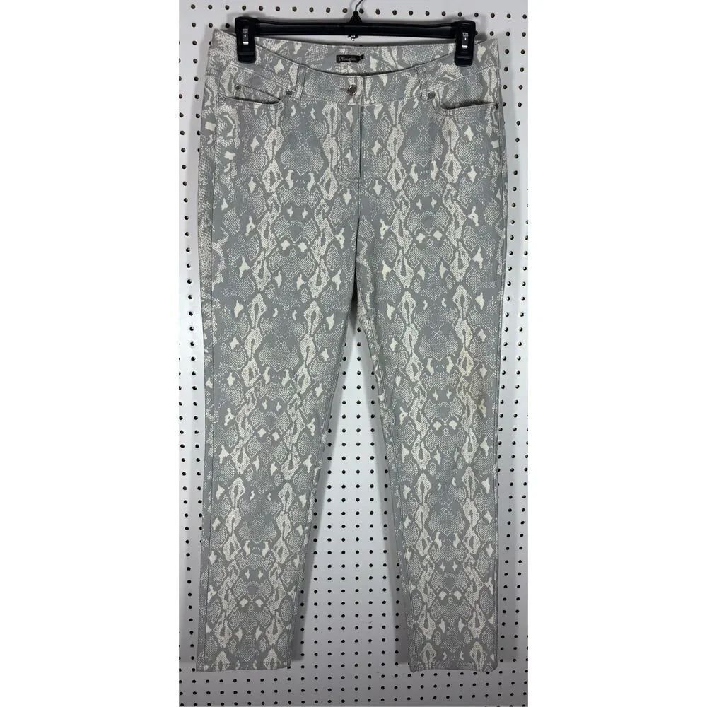J. McLaughlin Lexi Jeans Snakeskin Pattern White & Gray Size 12